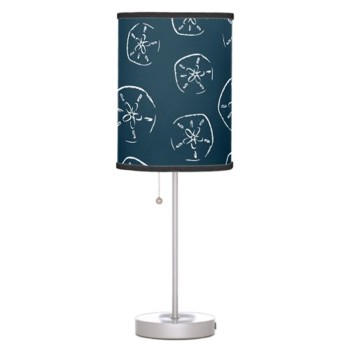 Sand Dollar Pattern Drawing Ocean Blue Table Lamp