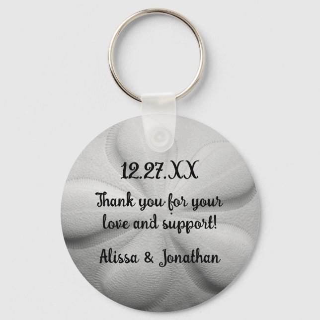 Sand Dollar Personalized Key Ring Wedding Favor (Front)