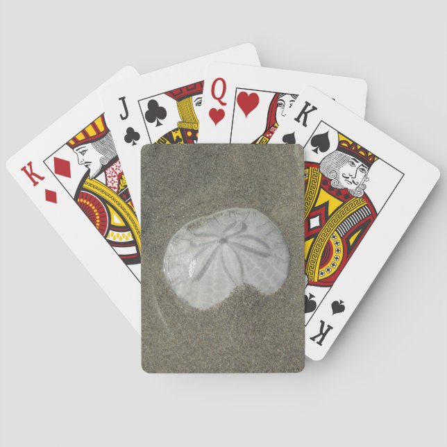 Sand Dollar Photo Wet Sand Beach Nature Coastal Poker Cards (Back)