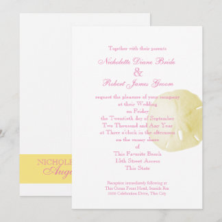 Sand Dollar Pink and Yellow Wedding Invitation