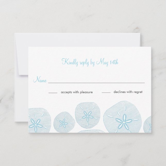 Sand Dollar RSVP Card Vintage Illustration (Front)