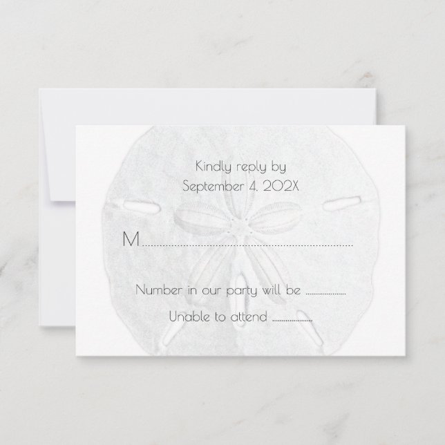 Sand Dollar RSVP Simple Neutral Beach Wedding (Front)