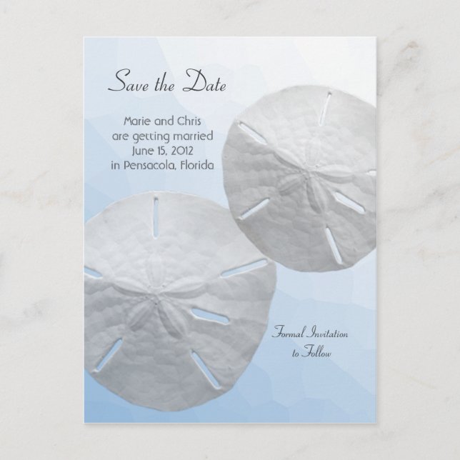 Sand Dollar Save the Date Beach Theme Wedding Announcement Postcard (Front)