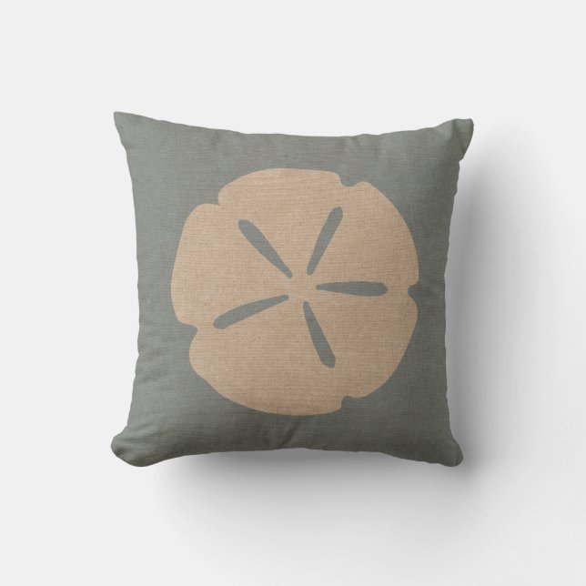 Sand Dollar Sea Shell Beach Blue Throw Pillow (Front)