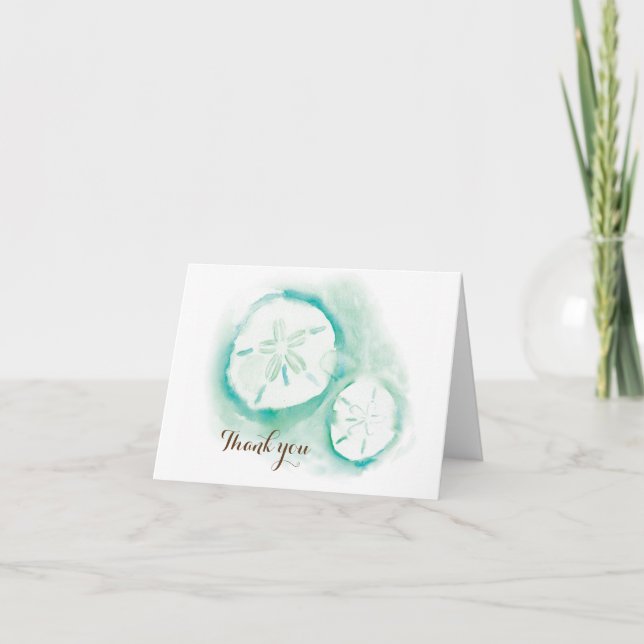 Sand Dollar Seafoam Thank You Card (Front)