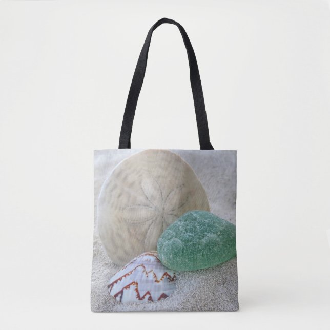 Sand dollar, seashell and sea glass - tote bag (Front)