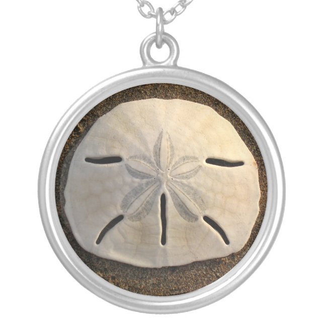 Sand Dollar Seashell Beach Silver Necklace Pendant (Front)