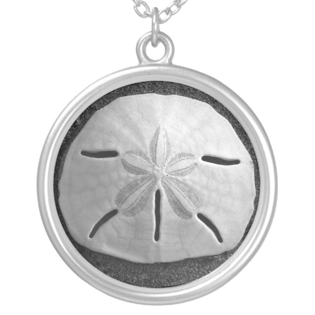 Sand Dollar Seashell Beach Silver Necklace Pendant (Front)