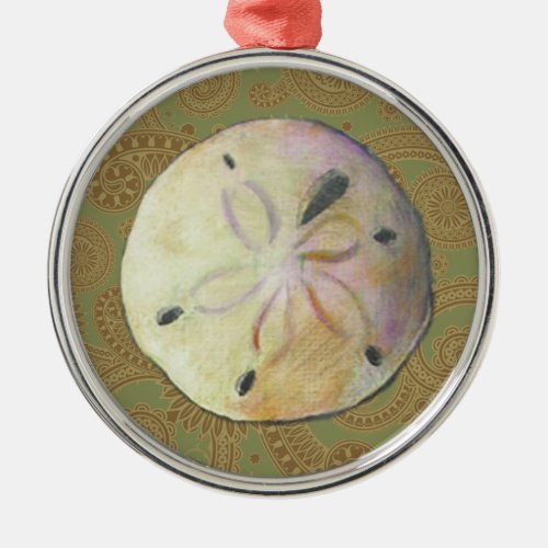 Sand dollar seashell shell for beach combers metal ornament