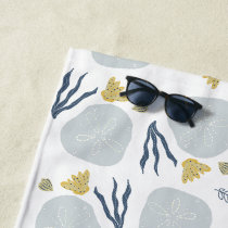 Sand Dollar Seashells Beach Pattern Towel