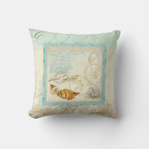 Sand Dollar Shell Coastal Beach Home Decor Pillow