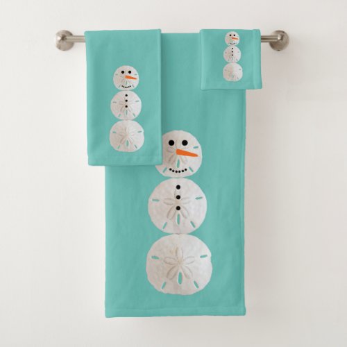 Sand Dollar Snowman Bath Towel Set