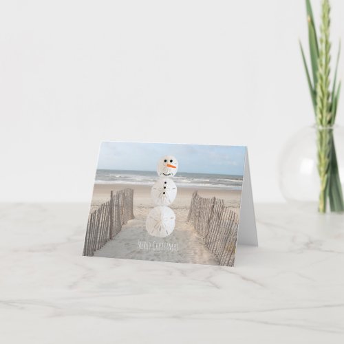 Sand Dollar Snowman Holiday Card