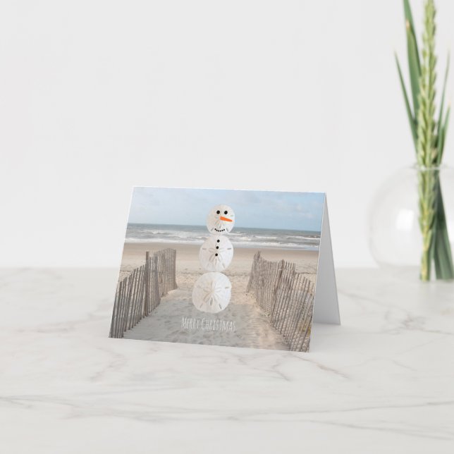 Sand Dollar Snowman Holiday Card (Front)