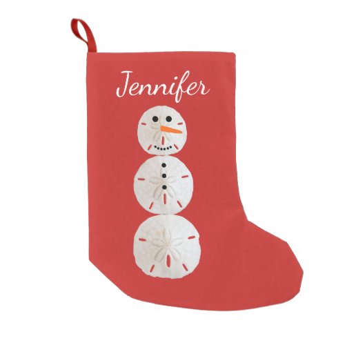 Sand Dollar Snowman Small Christmas Stocking