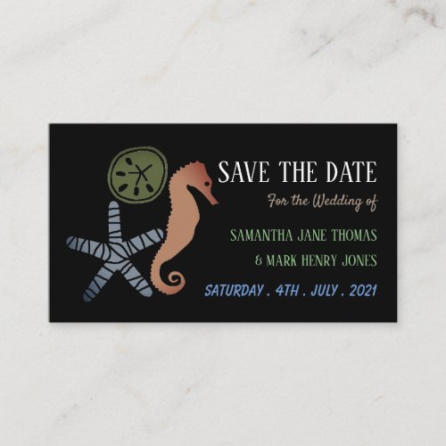 Sand Dollar Starfish and Seahorse Save the Date Enclosure Card