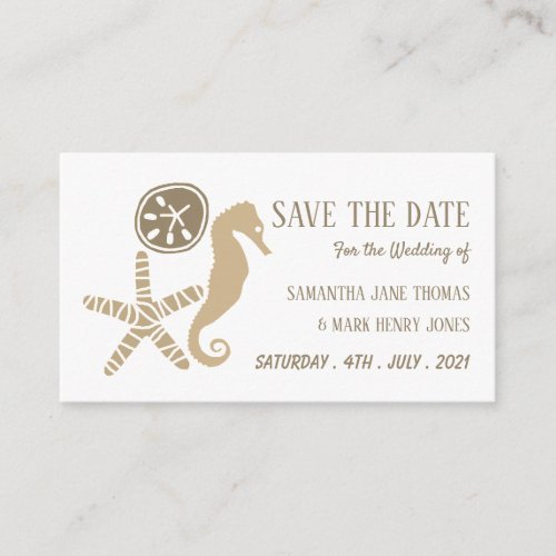 Sand Dollar Starfish and Seahorse Save the Date Enclosure Card