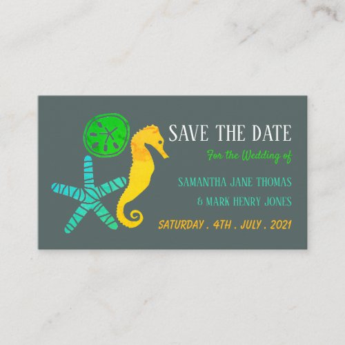 Sand Dollar Starfish and Seahorse Save the Date Enclosure Card