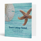 Sand Dollar Starfish Blue Wood Beach Binder (Front/Inside)
