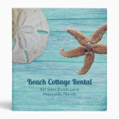 Sand Dollar Starfish Blue Wood Beach Binder (Front)