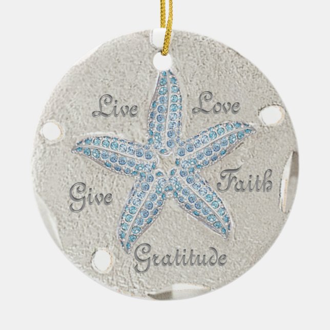 Sand Dollar Starfish Gem Ornament (Front)