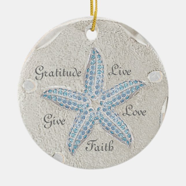 Sand Dollar Starfish Gem Ornament (Front)