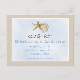 Sand Dollar & Starfish Save the Date Announcement Postcard