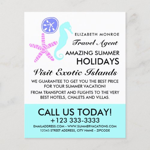 Sand Dollar Starfish Seahorse Travel Agent Flyer
