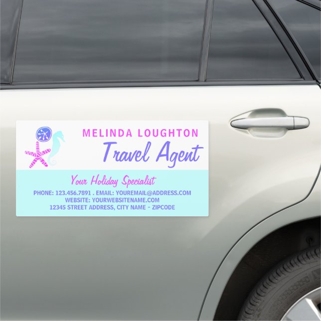 Sand Dollar, Starfish, Seahorse, Travel & Tourism Car Magnet (In Situ)