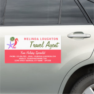 Sand Dollar, Starfish, Seahorse, Travel & Tourism Car Magnet