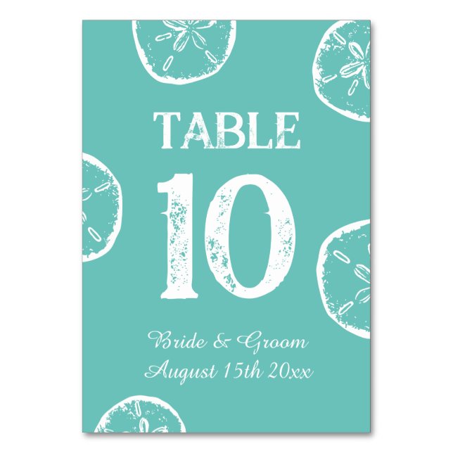 Sand dollar them beach wedding table numbers (Front)