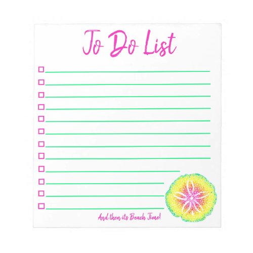 Sand Dollar To Do List Notepad