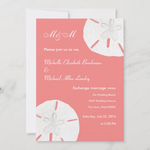 Sand Dollar Wedding Coral Wedding Personalized Announcements