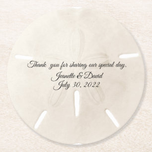 Sand Dollar Wedding Favor Round Paper Coaster