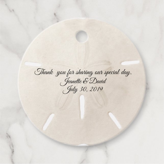 Sand Dollar Wedding Favor Tags (Front)