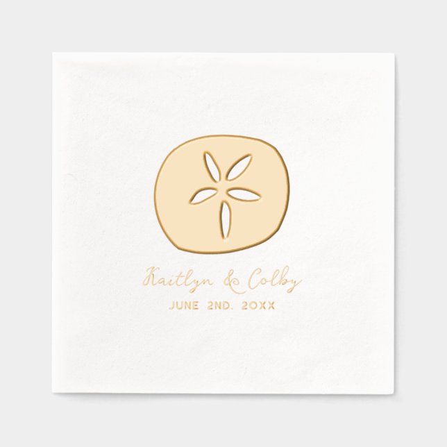 Sand Dollar Wedding Foil Napkins (Front)