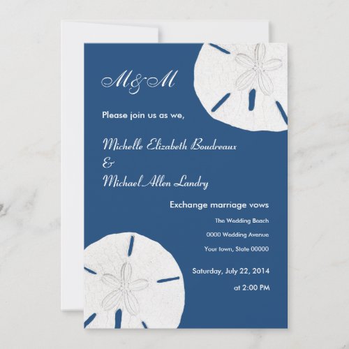 Sand Dollar Wedding Monaco Blue Wedding Card