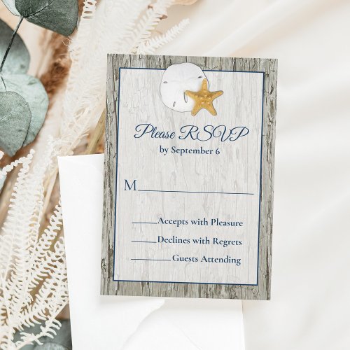 Sand Dollar Wedding Rustic Beach Driftwood  RSVP