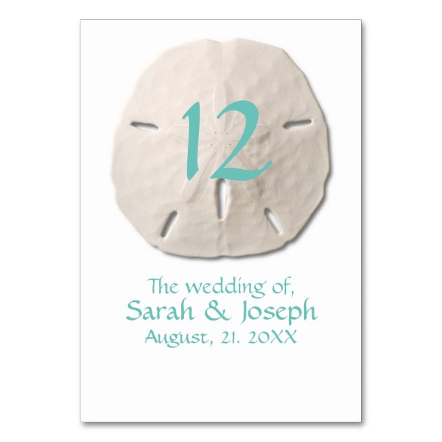 Sand Dollar Wedding Table Number (Front)
