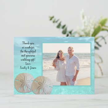 Sand Dollar Wedding Turquoise Water Thank You Card by sandpiperWedding at Zazzle