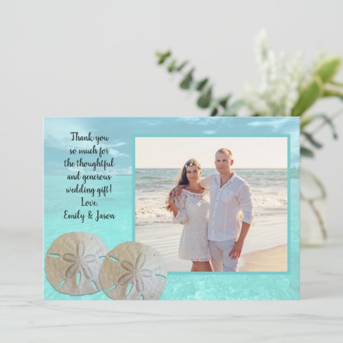 Sand Dollar Wedding Turquoise Water Thank You Card
