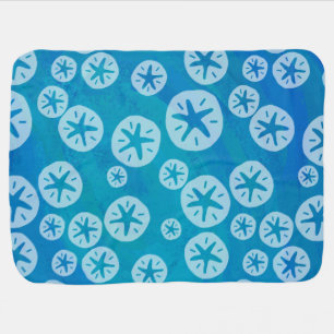 Sand Dollar White and Blue Pattern Baby Blanket
