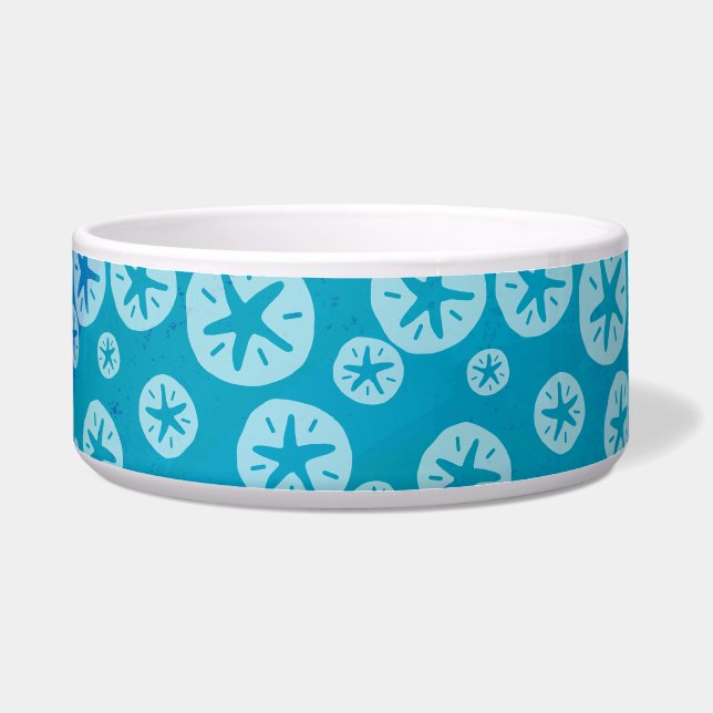 Sand Dollar White and Blue Pattern Bowl (Front)