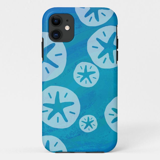 Sand Dollar White and Blue Pattern Case-Mate iPhone Case (Back)