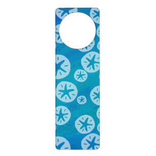 Sand Dollar White and Blue Pattern Door Hanger
