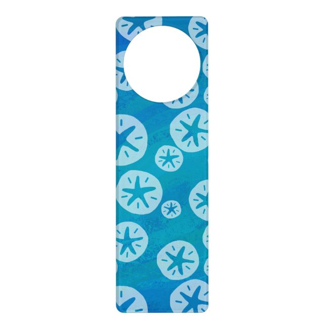 Sand Dollar White and Blue Pattern Door Hanger (Front)