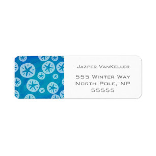 Sand Dollar White and Blue Pattern Label