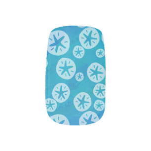 Sand Dollar White and Blue Pattern Minx Nail Wraps