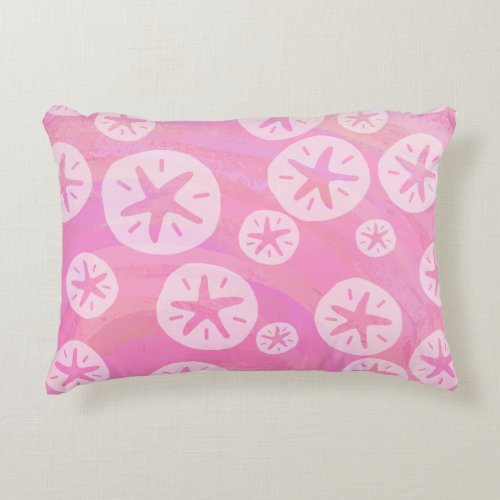 Sand Dollar White and pink Accent Pillow