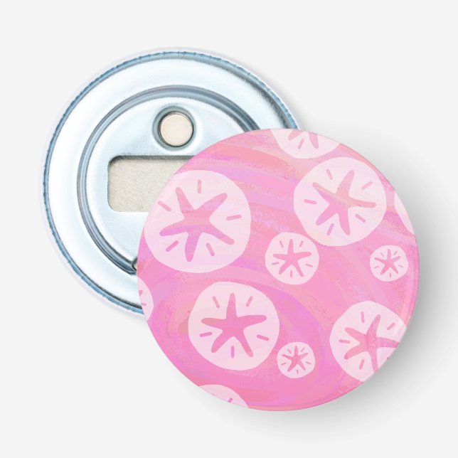Sand Dollar White and pink Bottle Opener (Front)